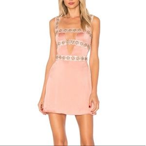 For Love & Lemons Opal Beaded Mini Dress in Blush Diamond